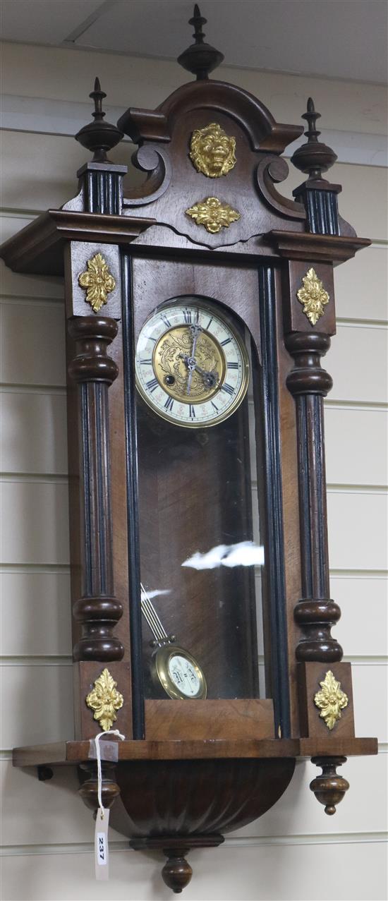 A late 19th century mahogany Vienna eight day wall clock